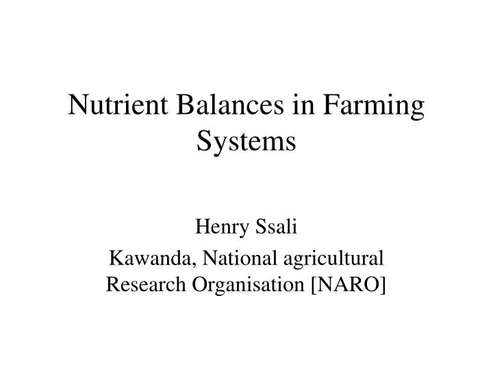 nutrient balances in farming systems