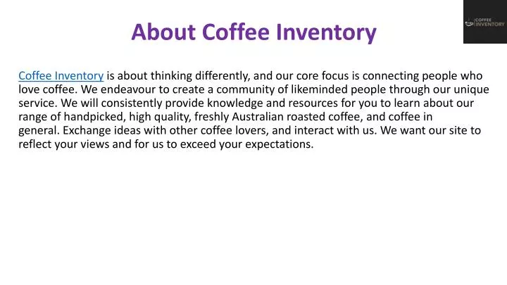 about coffee inventory