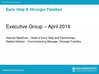 Early Help &amp; Stronger Families