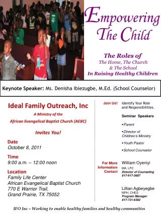 Ideal Family Outreach, Inc A Ministry of the African Evangelical Baptist Church (AEBC)