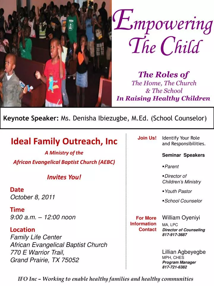 PPT - Ideal Family Outreach, Inc A Ministry of the African Evangelical ...