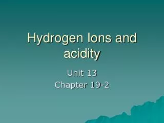 hydrogen ions and acidity