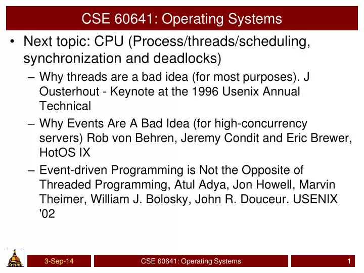 cse 60641 operating systems