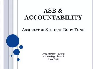 ASB &amp; ACCOUNTABILITY Associated Student Body Fund