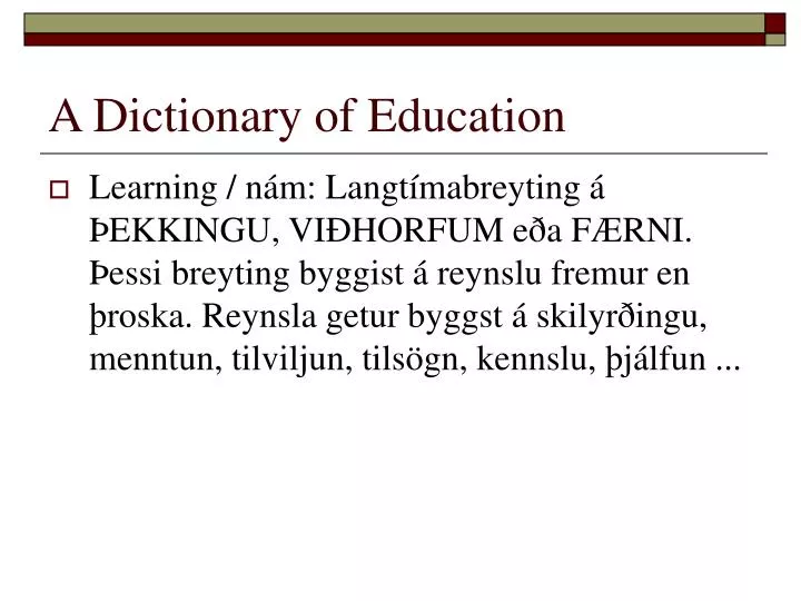 a dictionary of education