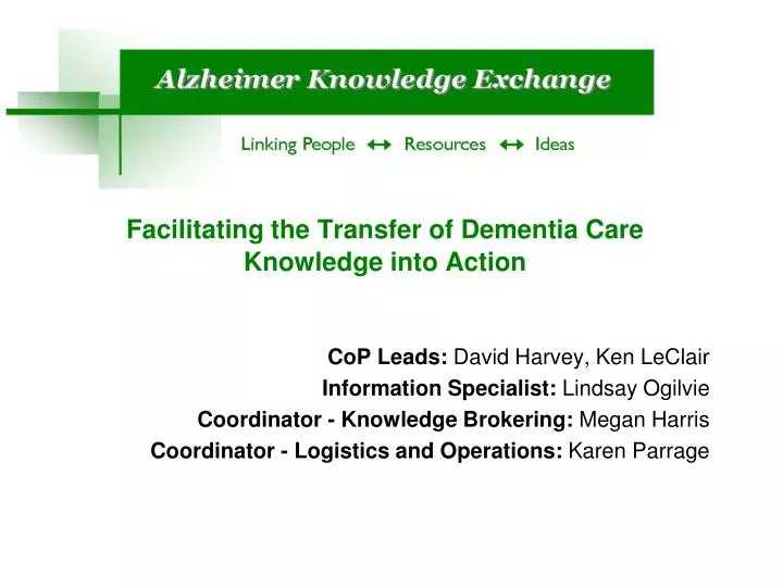 facilitating the transfer of dementia care knowledge into action