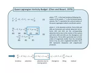 Quasi- Lagrangian Vorticity Budget (Chen and Bosart , 1979)