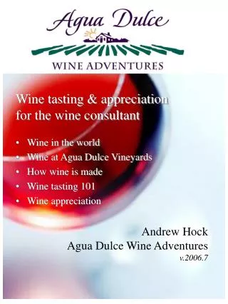 Wine tasting &amp; appreciation for the wine consultant