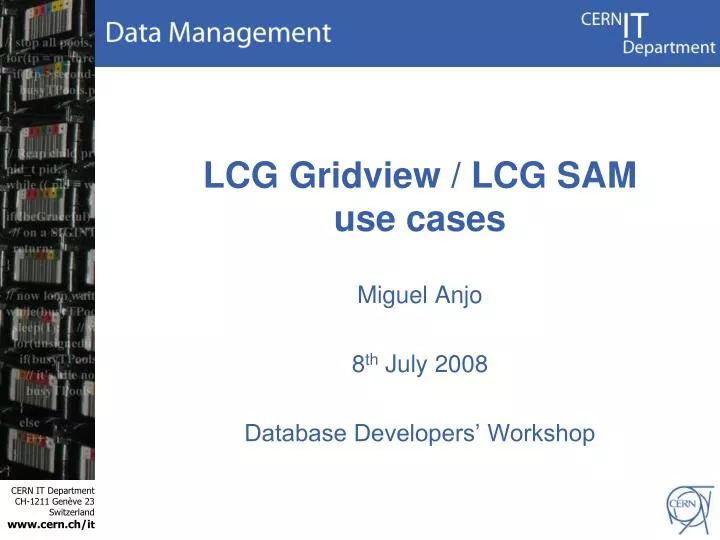 lcg gridview lcg sam use cases