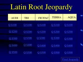 Latin Root Jeopardy