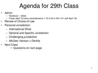 Agenda for 29th Class