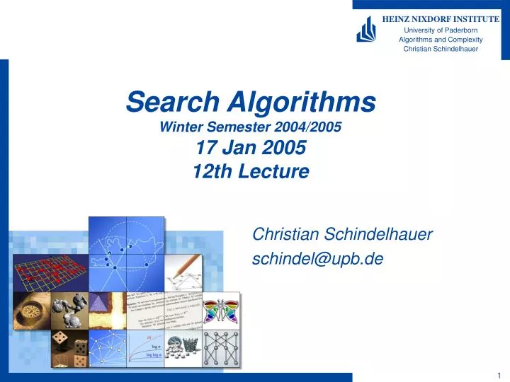 search algorithms winter semester 2004 2005 17 jan 2005 12th lecture