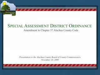 Special Assessment District Ordinance