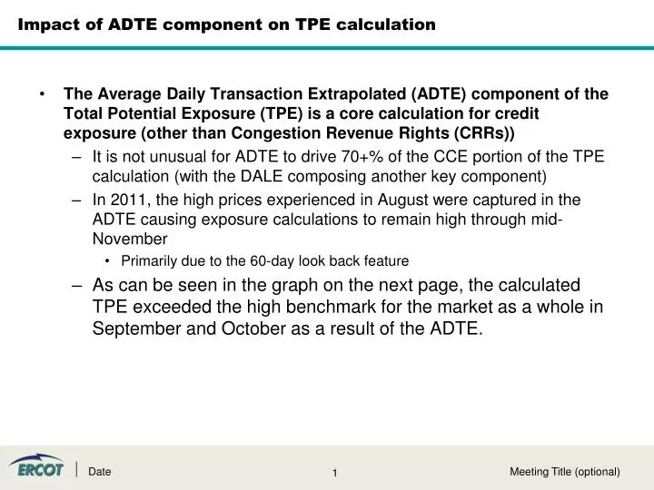 impact of adte component on tpe calculation