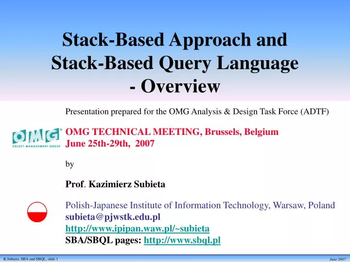 stack based approach and stack based query language overview
