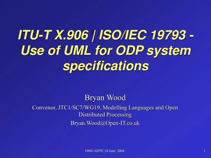 itu t x 906 iso iec 19793 use of uml for odp system specifications
