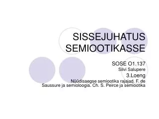 sissejuhatus semiootikasse