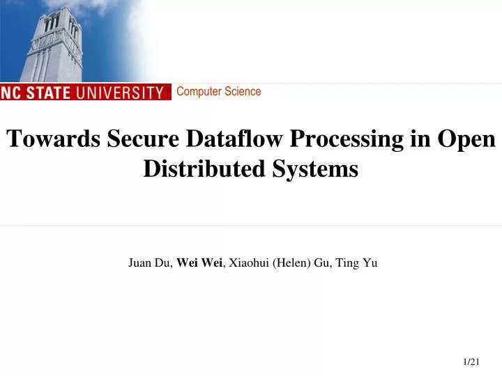 towards secure dataflow processing in open distributed systems