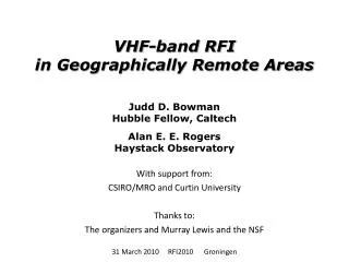 VHF-band RFI in Geographically Remote Areas