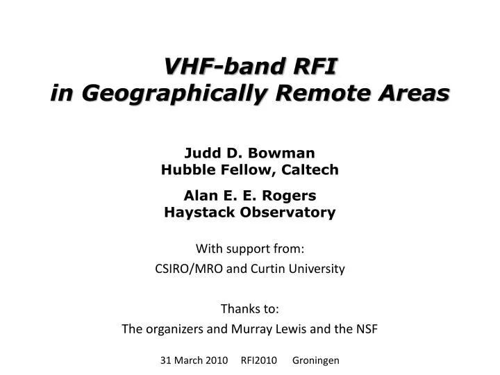 vhf band rfi in geographically remote areas