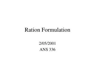 Ration Formulation