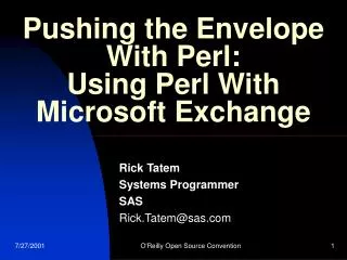 Pushing the Envelope With Perl: Using Perl With Microsoft Exchange