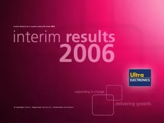 Interim Results for 6 months ending 30 June 2006