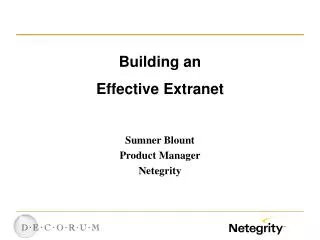 Building an Effective Extranet