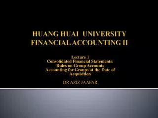 HUANG HUAI UNIVERSITY FINANCIAL ACCOUNTING II
