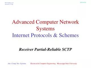 Advanced Computer Network Systems Internet Protocols &amp; Schemes