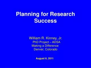 Planning for Research Success