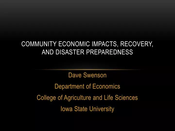 community economic impacts recovery and disaster preparedness