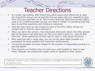 Teacher Directions