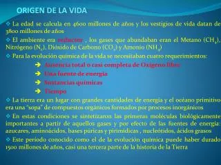 origen de la vida