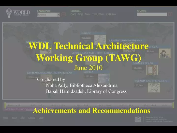 wdl technical architecture working group tawg june 2010