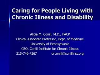 Caring for People Living with Chronic Illness and Disability