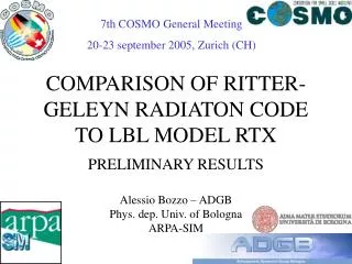 COMPARISON OF RITTER-GELEYN RADIATON CODE TO LBL MODEL RTX