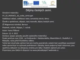 d jiny esk ch zem