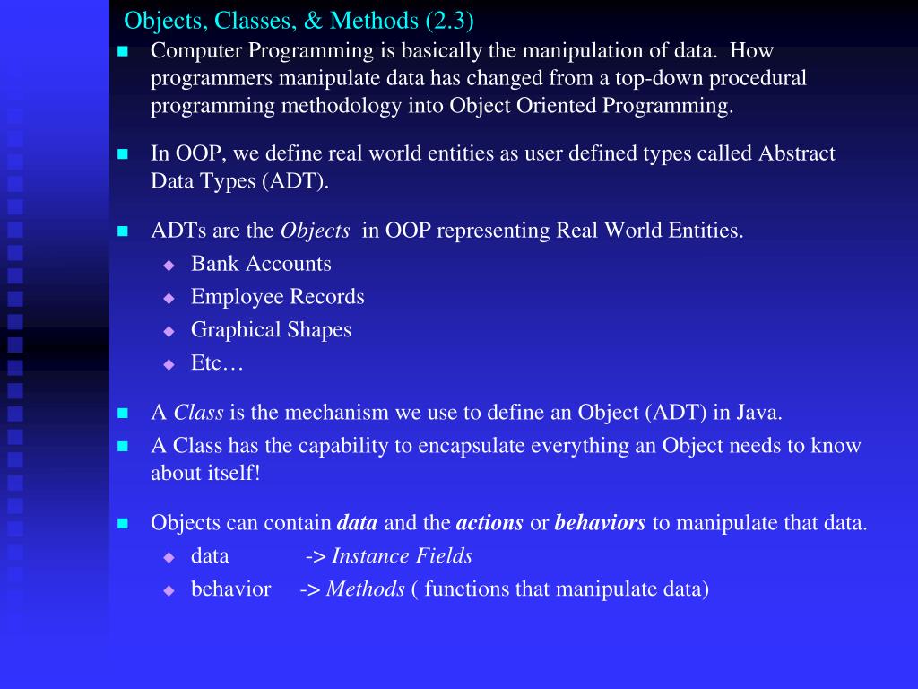 PPT - Understanding Objects, Classes, and Methods in Object-Oriented ...