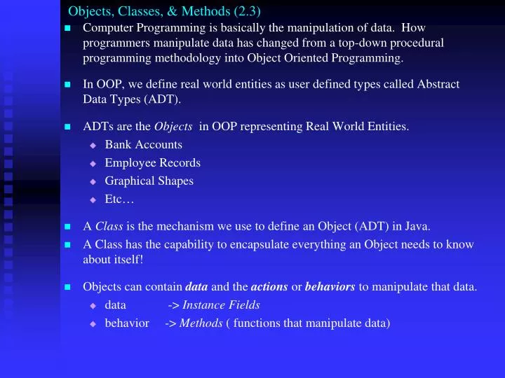 objects classes methods 2 3