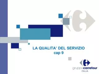 la qualita del servizio cap 9