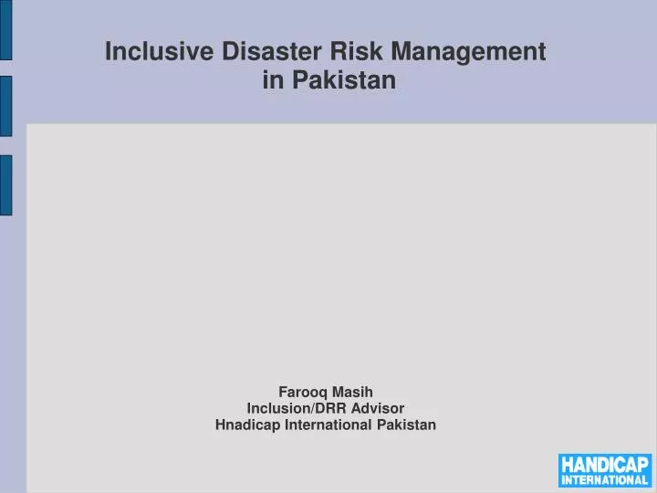 inclusive disaster risk management in pakistan
