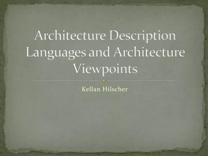 architecture description languages and architecture viewpoints