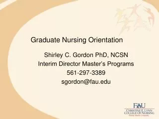 Graduate Nursing Orientation