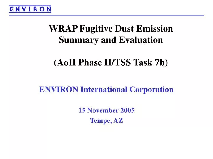wrap fugitive dust emission summary and evaluation aoh phase ii tss task 7b