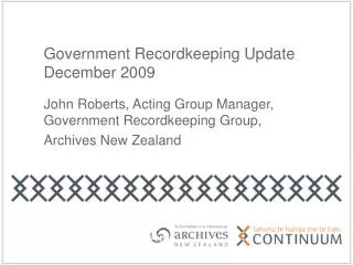 Government Recordkeeping Update December 2009