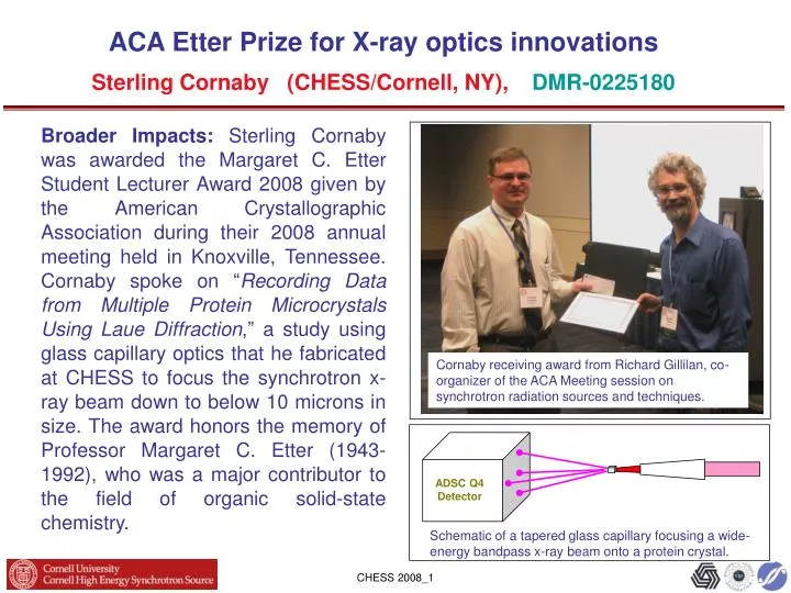 aca etter prize for x ray optics innovations sterling cornaby chess cornell ny dmr 0225180