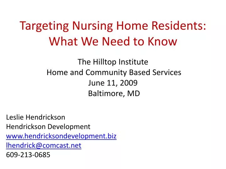 targeting nursing home residents what we need to know
