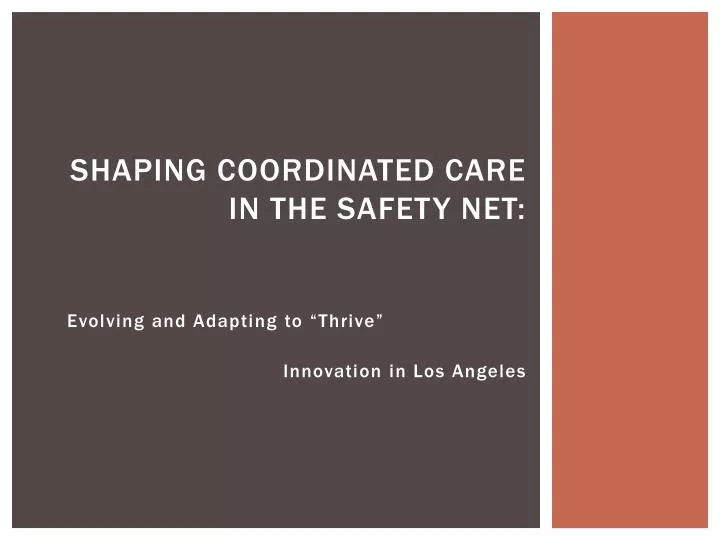 shaping coordinated care in the safety net