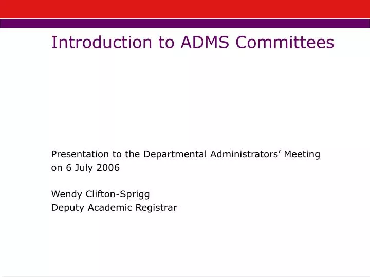 introduction to adms committees